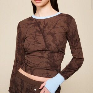 Dairy Boy Lowcountry Camo Blue Long Sleeve Women's Top